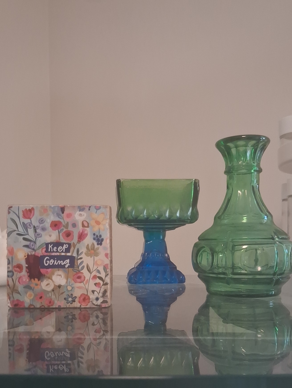 Green and Blue Glass Decorative Vases - Home Accents